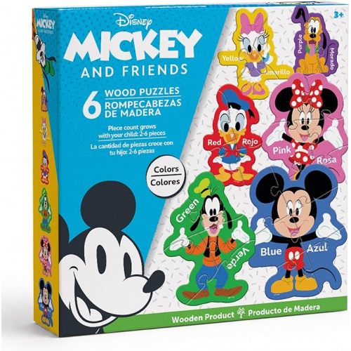 MasterPieces Disney Educational Puzzles - 6-Pack Mini Shaped Wood Jigsaw Puzzles, Mickey Mouse & Friends - Ages 3+