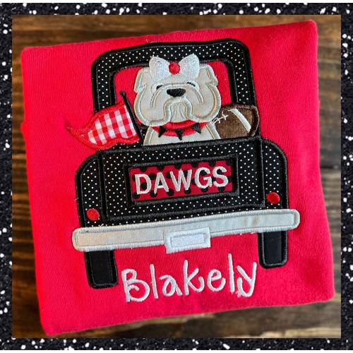 Girls Monogrammed Bulldog Football Shirt