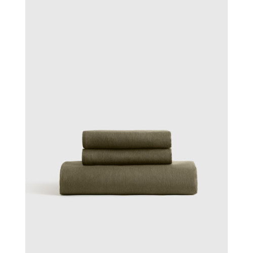 100% European Linen Fitted Sheet Set in Dusty Olive
