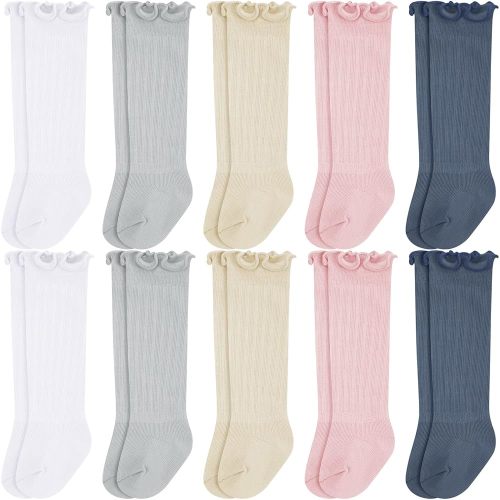 Mepase 10 Pairs Long Preemie Socks Premature Newborn Baby Knee Cotton Socks for Girls Boys Infant Toddler