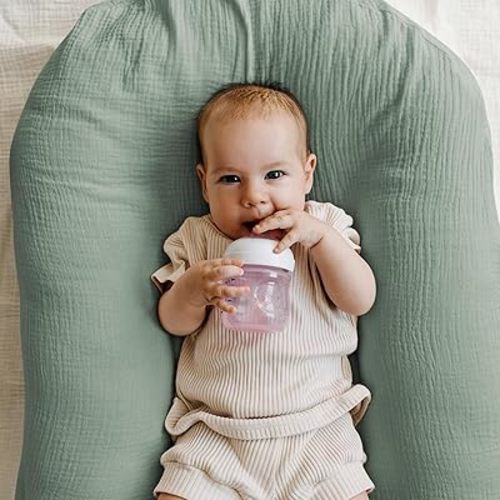 Muslin Bassinet Fitted Sheets, 2 Pack for Baby Boy and Girl, Soft Breathable Stretchy Baby Pad/Mattress Sheet Set, Universal Fit for Hourglass Oval and Rectangle Bassinet Mattress (Natural Leaves)