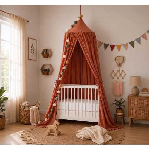 Muslin Crib Canopy | Boho Hanging Nursery Decor, Baby Bed Tent