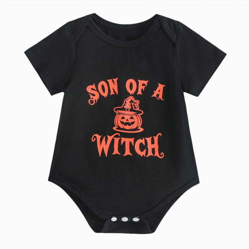 mgoYE Baby Boys Halloween Clothes Bodysuit Short Sleeve Romper Jumpsuit Outfit 0-18 Months(Black,12M)