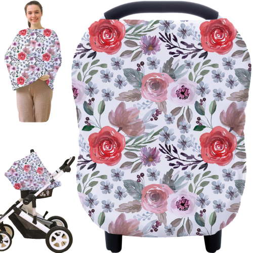 Carseat Cover Boy and Girls - Multi-use Nursing Car Seat Canopy Cover for Breastfeeding, Infant Stroller Cover, High Chair Cover