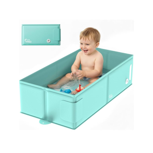 Bella’s Friends Baby Collapsible Bathtub, Travel Bath Tub for Baby, Foldable and Portable, Easy Storage, Reinforced Structure, Lightweight, Travel Essentials for 6M-3Y Infant Toddler, Green
