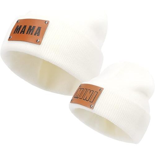 Parent-Child Beanie Hat,Mother & Baby Daughter/Son Winter Warm Knit Hat,Kids Soft Beanie Cap