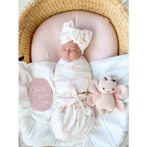Swaddle Set | Pink Bows – Little and Fern
