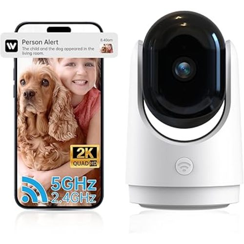 Security Camera Indoor Cam-2K 360° WiFi Cameras for Home Security,Pan & Tilt,Pet/Dog/Baby Camera with Phone app,2-Way Audio,Night Vision,24/7 Cloud & Micro SD Card Storage 1 Pack