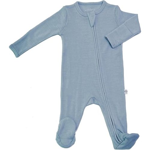 Woolino Toddler Footie Sleeper, Merino Wool Baby Pajamas, One-Piece Sleeper Jumpsuit, Front Zip Footie Romper for Unisex