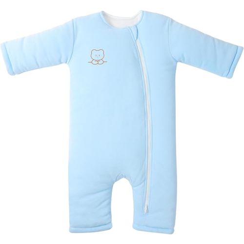 Premium Cotton Baby Sleep Sack with Legs Warm Winter 3-6 Months 2.5 Tog, Wearable Blanket Sleeping Bag for Easy Diaper Changing Transitional Unisex Sleep sacks for Newborn Infant Girls Boys Blue
