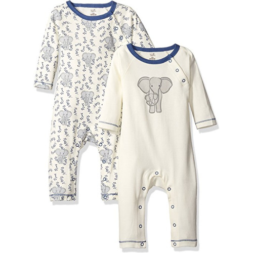 Baby Organic Cotton Union Suit, 2 Pack - 0-3 Months - Elephant