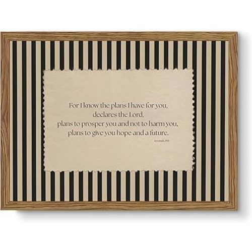 Retro Minimalist Striped Christian Canvas Wall Art Framed 12x16 Inch