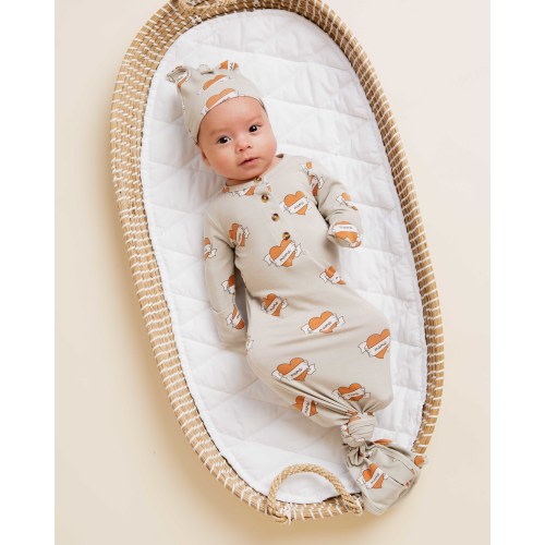 Mama Knows Knotted Gown & Beanie Set