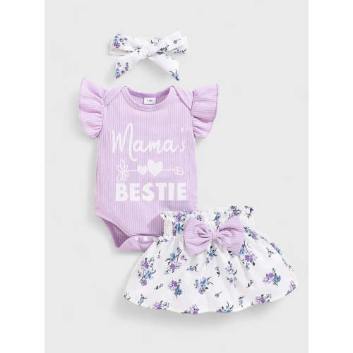 3 Pcs Baby Girl Mama's Mini Flower Outfit