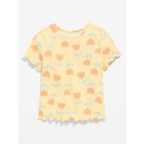 Short-Sleeve Lettuce-Edge T-Shirt for Toddler Girls