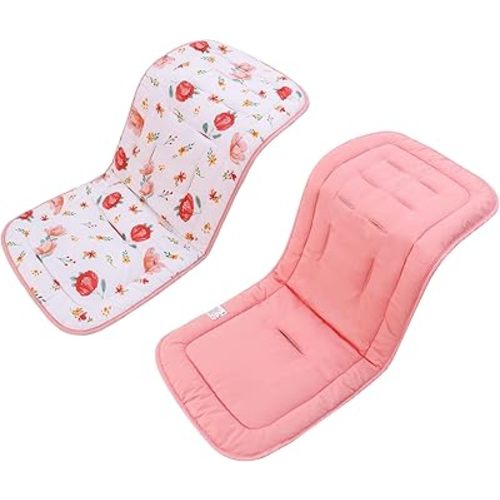 Baby Stroller Cushion,Infant Car Seat Insert-Reversible Universal Breathable and Soft Newborn seat Liner for Stroller,100% Cotton Seat Pad Liner for Newborns-34x78cm,1 Pack(Flowers+Pink)