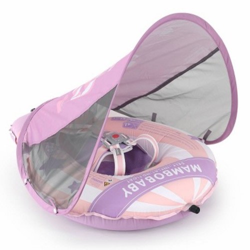 Mambobaby Light Traveler Baby Pool Float with Canopy Hot Air Balloon- Pink