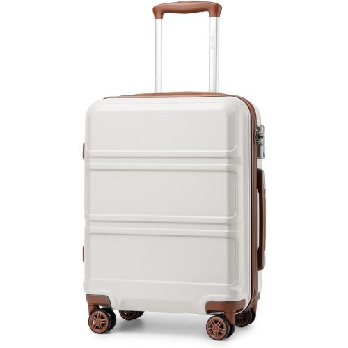 Kono 20'' Carry on Luggage with Spinner Wheel TSA Lock, Lightweight PC+ABS Hardside Luggage Small Carry on Suitcase White