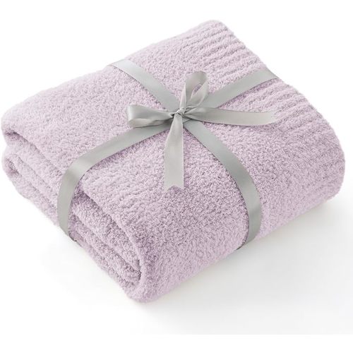 Bedsure Fall Throw Blanket for Couch - Super Soft, Cozy & Warm Fluffy Knit Blanket, Breathable, GentleSoft, Lightweight for Bed & Sofa, Purple, 50x60 Inches
