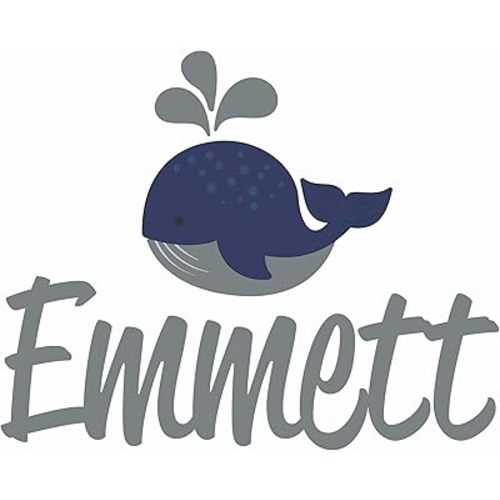 Custom Name Whale Nursery Wall Decal - Boys Personalized Name Whale Wall Sticker - Custom Name Sign - Custom Name Stencil Monogram - Boys Nursery Wall Decor