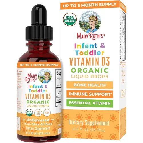 MaryRuth Organics USDA Organic Vitamin D Drops | Vitamin D3 Liquid | Sugar Free | Liquid Vitamin D Drops Immune Support for Infants & Toddlers | VIT D3 | Gluten Free | Non-GMO | 90-150 Servings