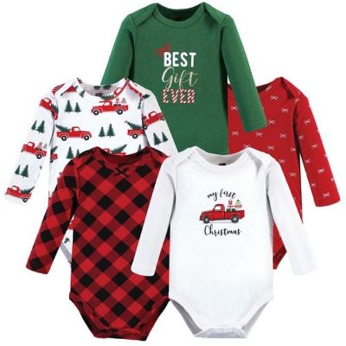 Hudson Baby Infant Girls Cotton Long-Sleeve Bodysuits, Christmas Gift, 0-3 Months