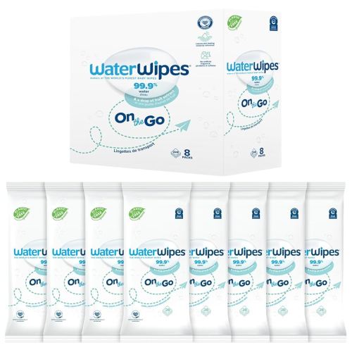 WaterWipes Sensitive+ On The Go Wipes, 3-In-1 Cleans, Cares, Protects, 99.9% Water, Unscented & Hypoallergenic Wet Wipes, 224 Count (8 Packs)