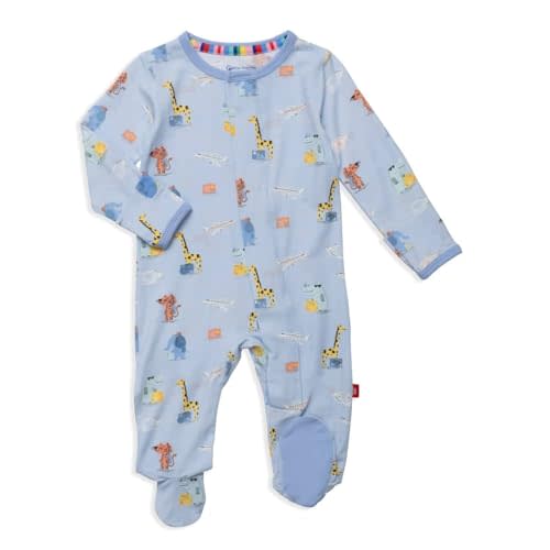 Magnetic Me Boys Modal Magnetic Baby Footie Pajamas | Silky Soft Modal Fabric | Baby Sleepers