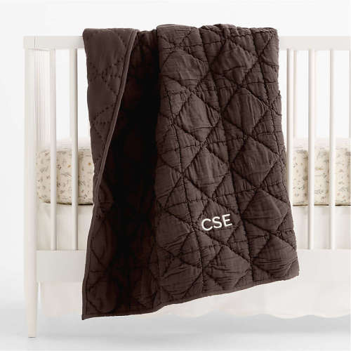 Supersoft Snuggle Puff Cacao Brown Organic Cotton Gauze Baby Crib Quilt