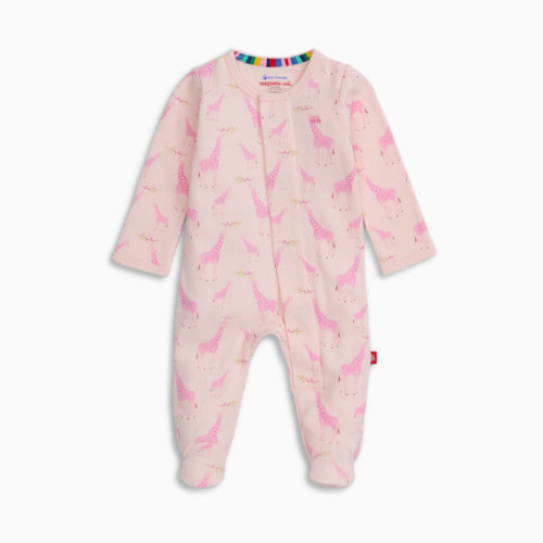 0-3MONTHS Organic Cotton Footie - Pink Jolie Giraffe