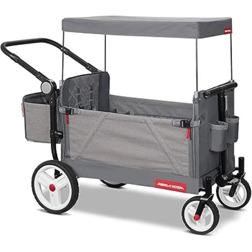 Radio Flyer Odyssey Collapsible Stroll N Wagon with Storage Bag, Light Gray