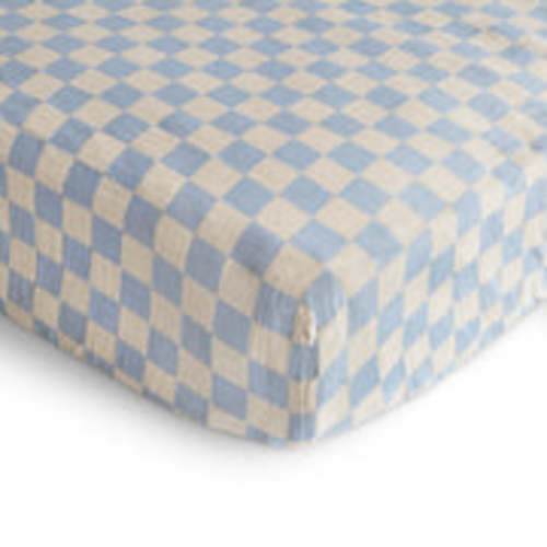 Extra Soft Muslin Crib Sheet - Blue Check