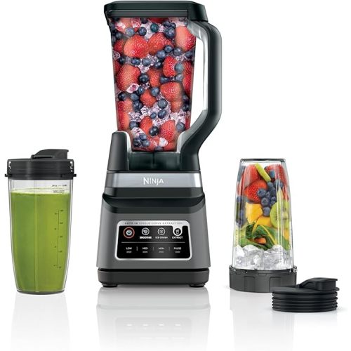 Blender for Baby Food - Ninja BN751 Professional Plus DUO Blender, 1400 Peak Watts, 3 Auto-IQ Programs for Smoothies, Frozen Drinks & Nutrient Extractions, 72-oz. Total Crushing Pitcher & (2) 24 oz. To-Go Cups, Black