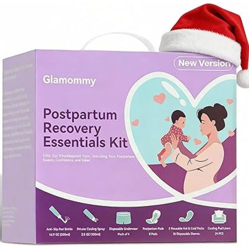 Postpartum Recovery Essentials Kit for Women, Labor & Delivery Postpartum Care, Peri Bottle, Cooling Spray, Disposable Postpartum Underwears, Postpartum Pads, Hot&Cold Packs, Soothing Liners