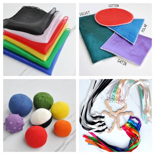 Newborn Sensory Box – Cotton Yarn Balls, Flashcards, Ribbons and Tulle – Montessori Baby Gift Set