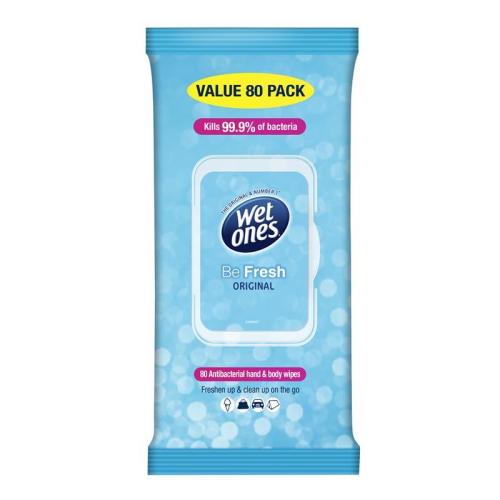 Wet Ones Be Fresh Antibacterial Wipes 80 Pack