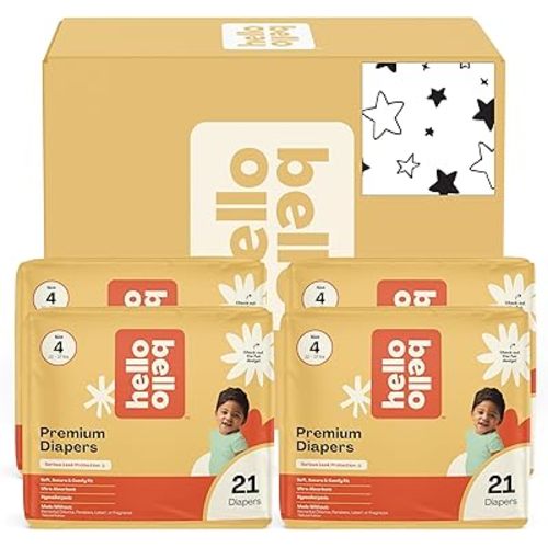 Hello Bello Diapers, Size 4 (22-37 lbs) Superstars - 84 Count Value Pack of Premium Disposable Baby Diapers, Hypoallergenic with Soft, Cloth-Like Feel