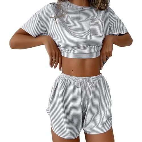 Ekouaer Womens Pajama Sets Sexy Lounge Sets Side Split Short Pj Sets