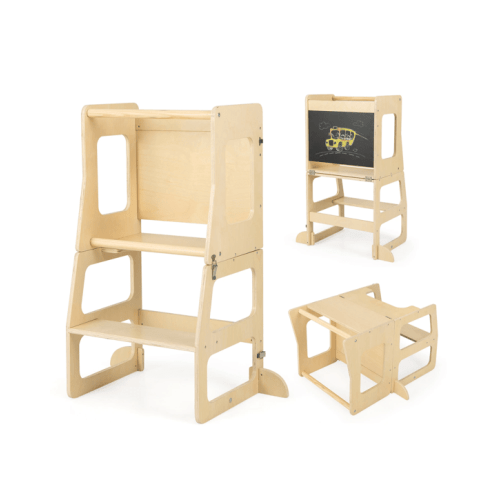 Costway 3-in-1 Foldable Step Stool Table Tower