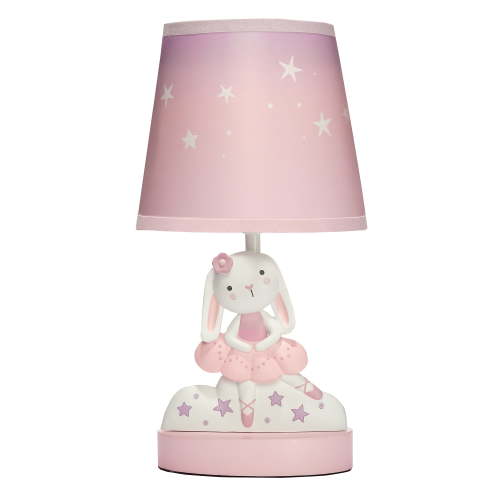 Bedtime Originals Tiny Dancer Bunny & Stars Pink Nursery Lamp with Shade & Bulb