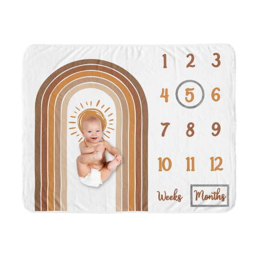 Sweet Jojo Designs Boho Sun Orange and Maroon Fleece Milestone Baby Blanket 3 Piece Set