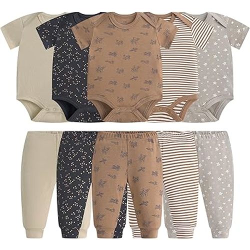 Baby Newborn Layette 10-Piece Clothing Sets Soft Cotton Bodysuits Pants Sets for Baby Boys Girls Toddler Unisex
