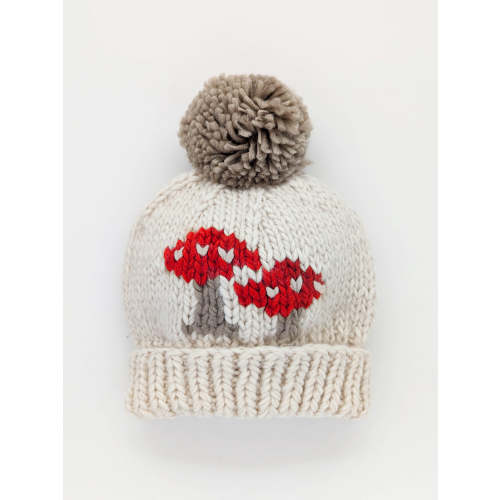 Mushroom Knit Pom Hat, Natural