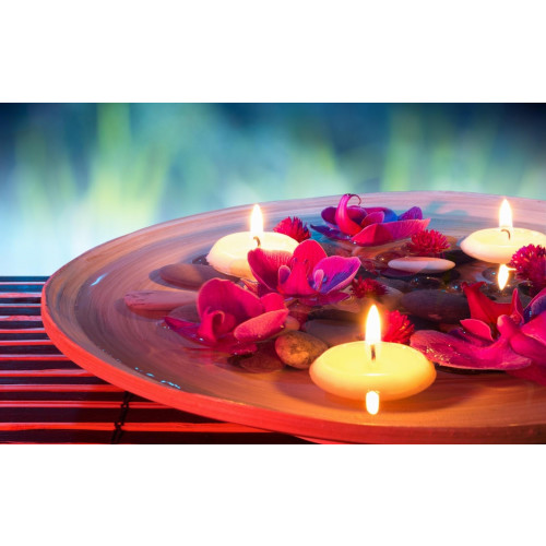 ceremonial fresh flowers and candles