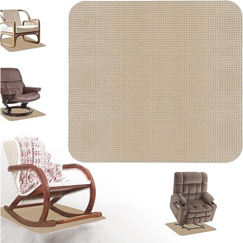 Recliner Pads for Hardwood Floors Non Skid Furniture Gripper Pad Floor Rubber Mat Anti Slide Furniture Pad Hardwood Floor Protector Swivel Chairs Recliner Mats Non Slip Recliner Grippers(Camel)