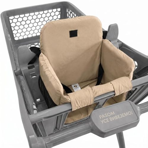 Shopping Cart Cover for Baby - High Chair Cover for Babies - Grocery Cart Cover for Baby - Space-Saving Design Easy to Install Seat – Mocha