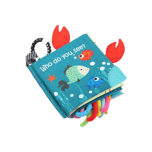Fish Baby Books Toys, Touch Feel Cloth Crinkle Books for Babies,Baby Infant Toys 0-6, 6-12, 12-18 Months,Early Learning Education Toys,Shower Baby Gifts for Boys Girls,Teething,Mirror,Shark Ocean Book