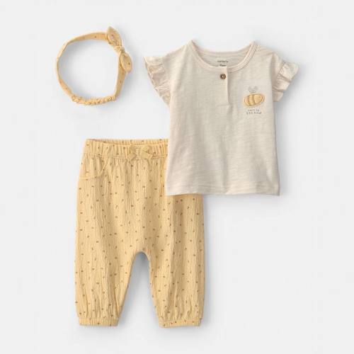 Baby Girl Carter's 3-Piece Bee Top, Pant & Headband Set