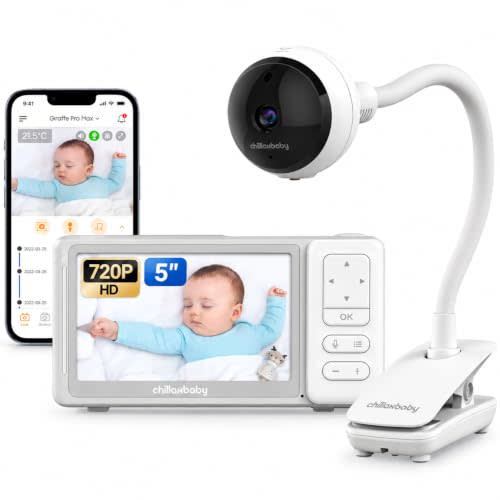 CHILLAX Baby Monitor with Camera and Audio, No WiFi/WiFi Optional, with App | Physical Privacy Switch, Flexible Gooseneck Design, Infrared Night Vision, 1080P Full HD Video Quality, Built-In Two-Way Talk