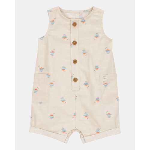 Baby Boy Button-Front Sunset Print Sleeveless Romper - Tan - Carter's | Carter's